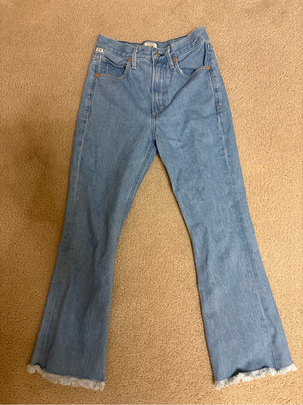 CITIZENS OF HUMANITY ESTELLA DAY TRIP FRAY HIGH-RISE ANKLE FLARE JEANS size 23 - Picture 2 of 12